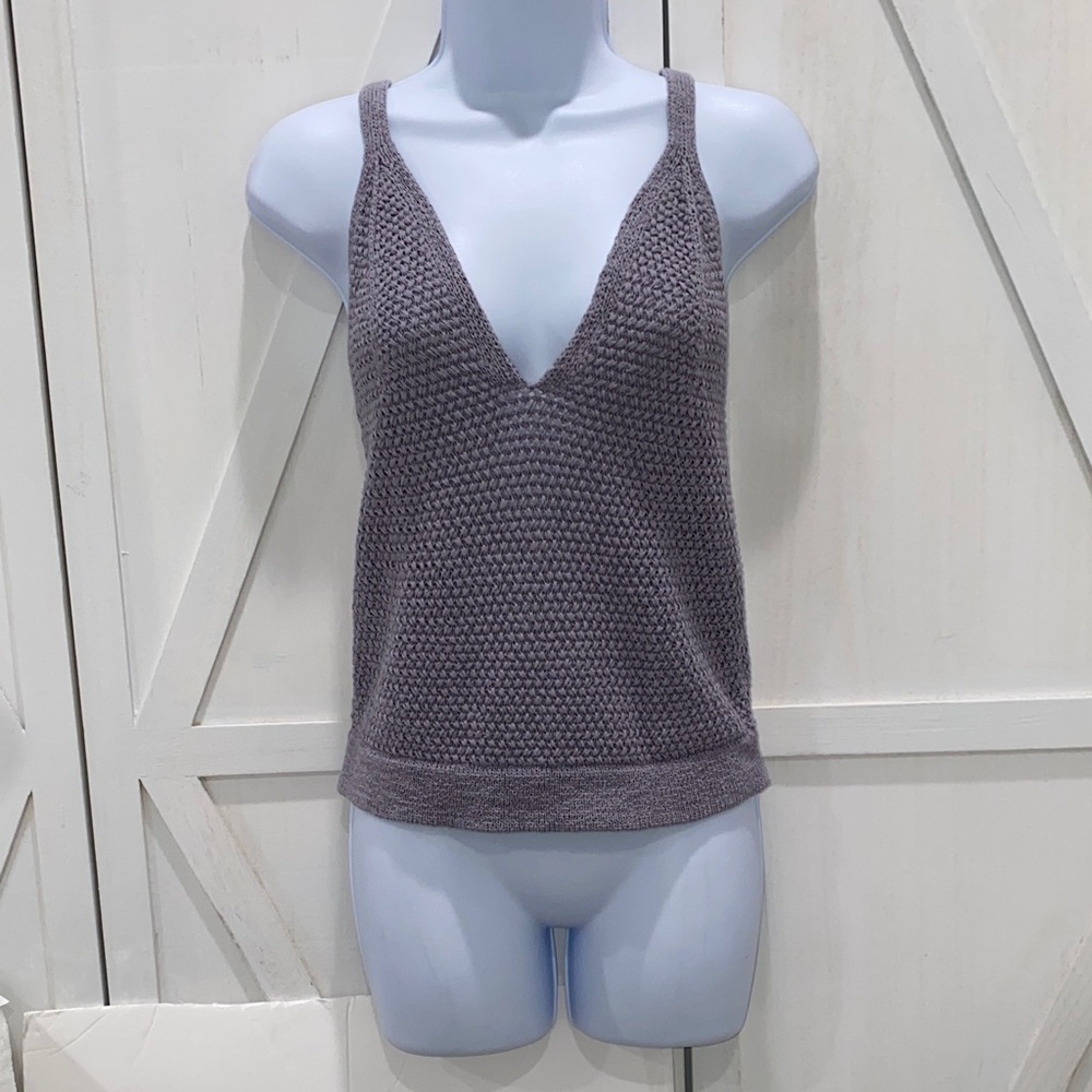 Cleo + Wolf Women's Sweater Knit Tank Cross Straps On Back Light Purple Size M - Picture 3 of 15